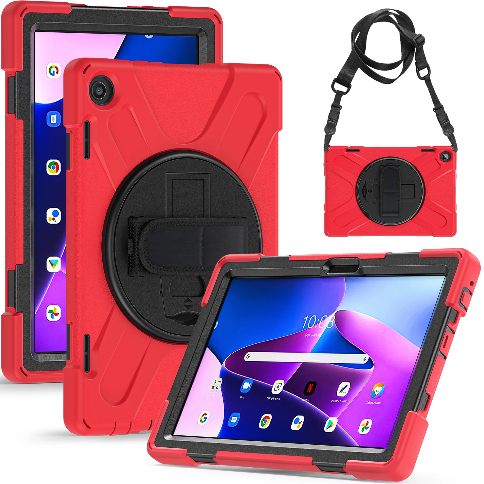Silicone Shockproof Rotating Stand Case with Handle