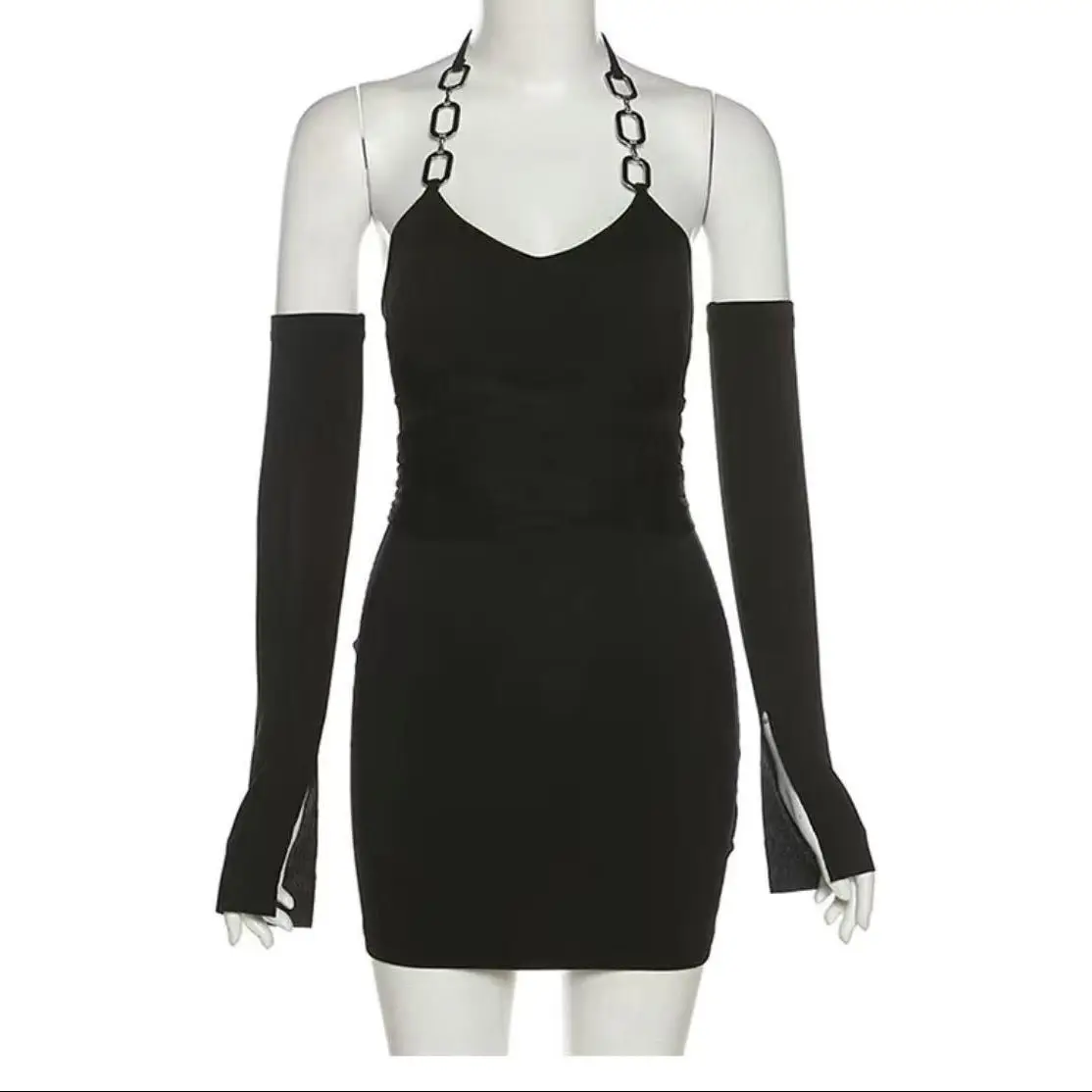 French Salt Series Pure Desire Neck Hanging Cross Strap Waist Dress for Women Sexy and Tailored Hip Hugging Skirt