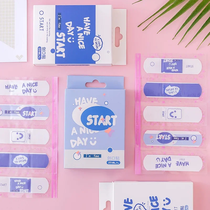 20pcs/box Baby Cartoon Pattern Breathable Wound Patch Waterproof Band Aid Bandage Disposable Wound Sticker Kawaii First Aid