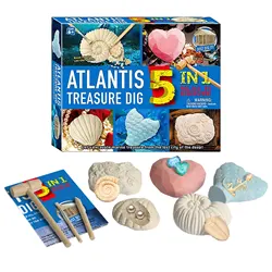 Pedra preciosa dig kit vida marinha fósseis pérola escavação brinquedo conjunto de escavação cristal completo com ferramentas profissionais descoberta