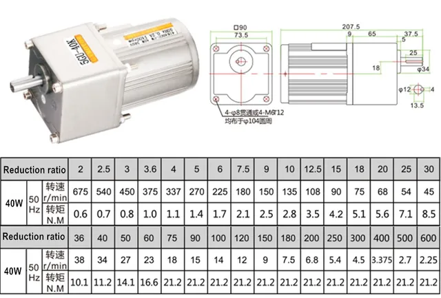 AC 220V 40W 45rpm - 675 drehzahl Motor, AC Geregelte