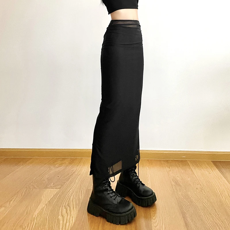 

High Street Cool trendy Girl Sexy Outfit High Slim Fitting Long Skirt Appear Thin Half Length Skirt Women Clothing Summer 2023