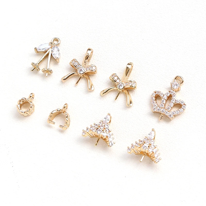 

Copper plated genuine gold inlaid zircon Pin Pendant DIY hand jewelry play bracelet with accessories materials