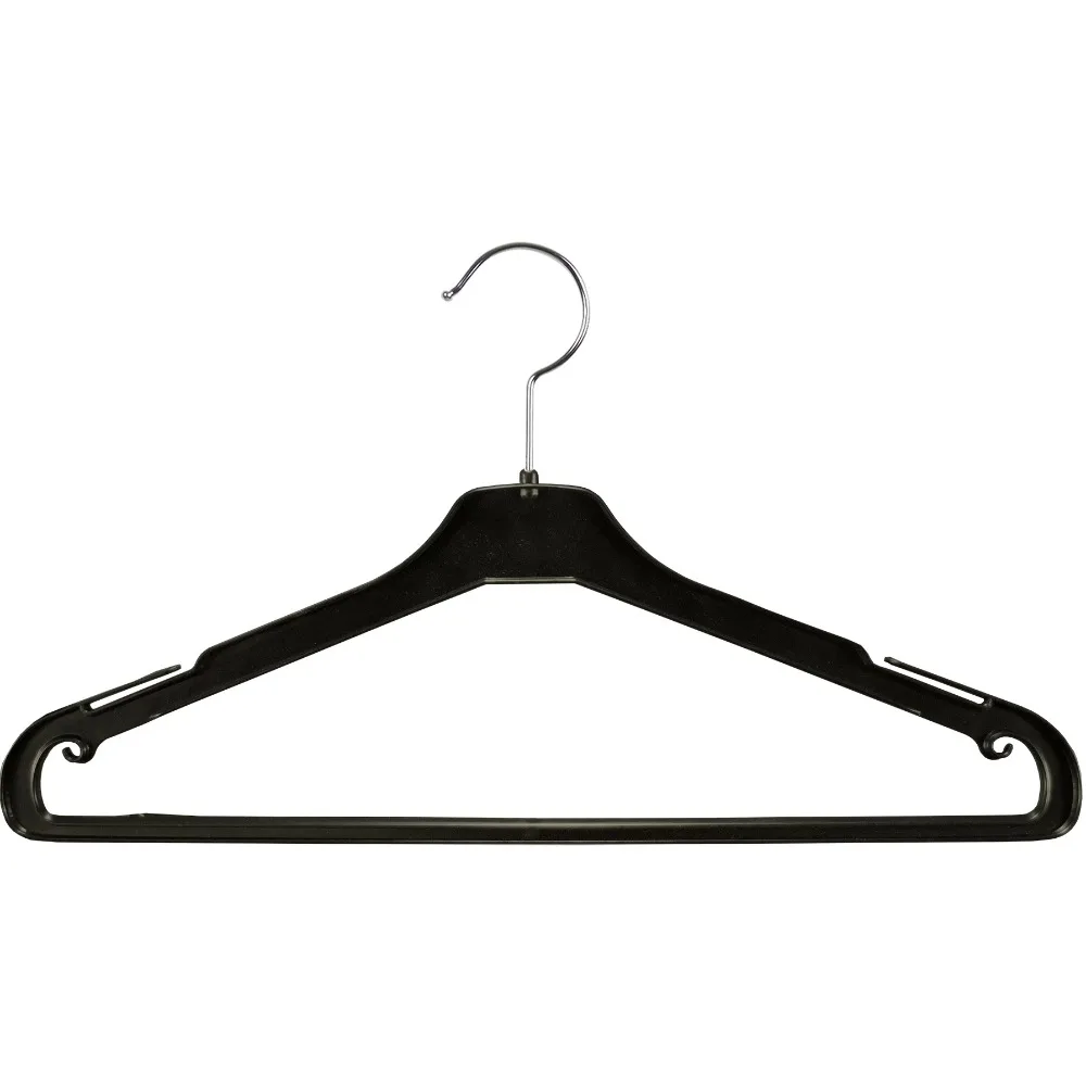 

100 Pack,Black Plastic Suit Hanger with Non-Slip Pant Bar,Clothes Horse,Hanger, Tenderos to Hang Clothes,Hangers for Clothes