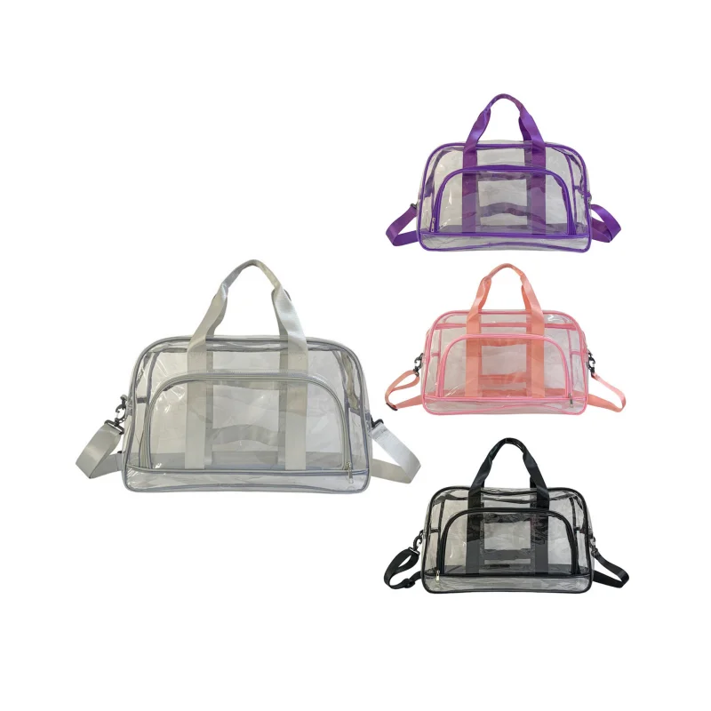 1Pcs Clear Transparent Travel Bag Large Capacity Clear PVC Crossbody Bag Fitness Storage Transparent Handbag