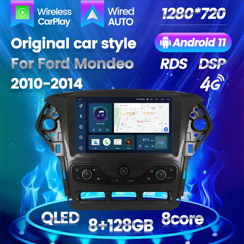 

Android 11 Car Radio For Ford Mondeo MK4 2007-2011 8-core GPS Navigation Multimedia Video Player 8G+128G Wireless Carplay RDS FM
