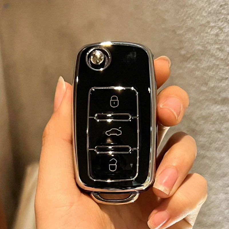 TPU 자동차 원격 키 케이스 커버, 폭스바겐 VW 폴로 골프 파사트 티구안 비틀 캐디 T5 업 Eos 스코다 옥타비아 좌석 레온 알테아용