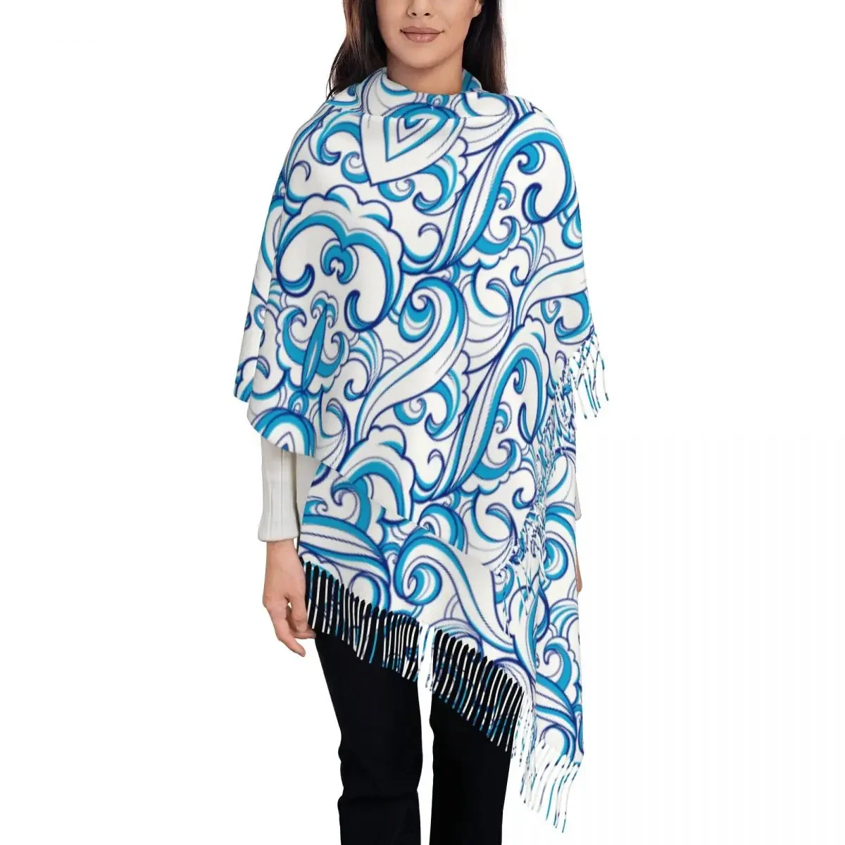 

Sea Waves Womens Warm Winter Infinity Scarves Set Blanket Scarf Pure Color