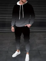 Dégradé de couleur 3D imprimé sweat à capuche costume hommes sweats à capuche pantalons de survêtement décontracté mode deux pièces survêtement ensemble homme vêtements 2