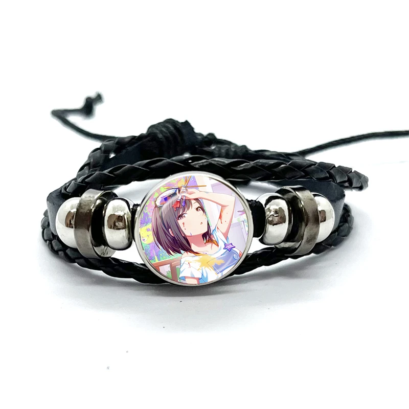 thumbnail image 1 of Project SEKAI-Pulseras de cuero de Anime Shinonome Ena Enanan, brazaletes trenzados multicapa de vidrio, regalo de joyería, 1 of 5