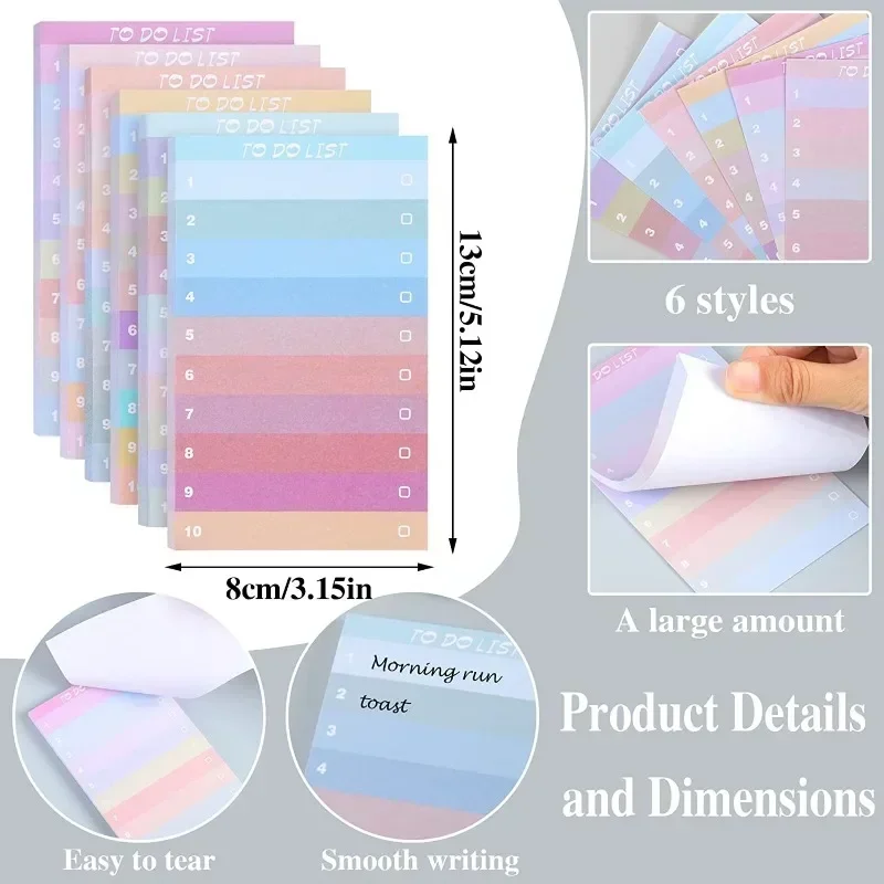 New Multi-color Rainbow Notepad Shopping Plan Memo Pad Office Learning List Memo Pad Notebook School Supplies Decoration
