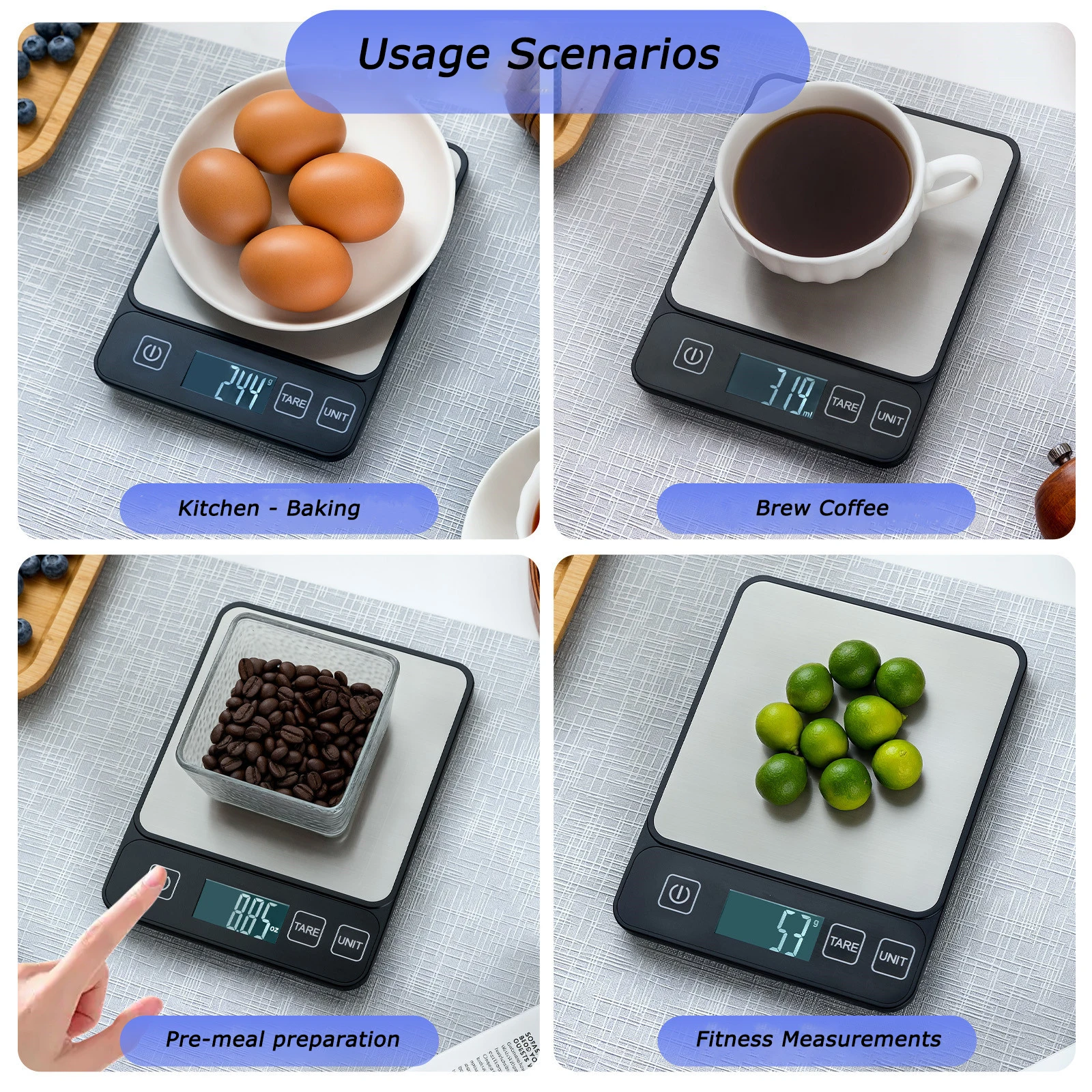 10kg Kitchen Scale LCD Digital Display Electronic Table Scale Baking Gram Weight Scales For Personal Healthy Diet Food Scale - Image 5