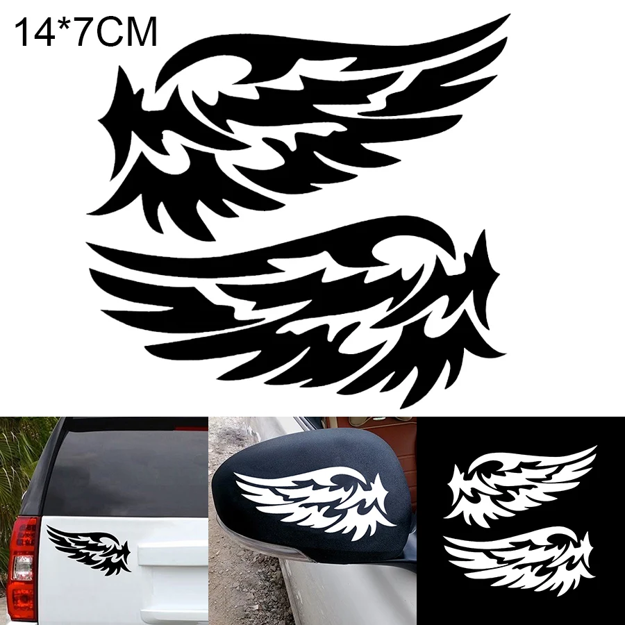 

14x7 CM Car Stickers Angel Wings Pattern Outdoor Reflective Car Motorcycle Body Bumper Hood Decals Window Scratch Sticker
