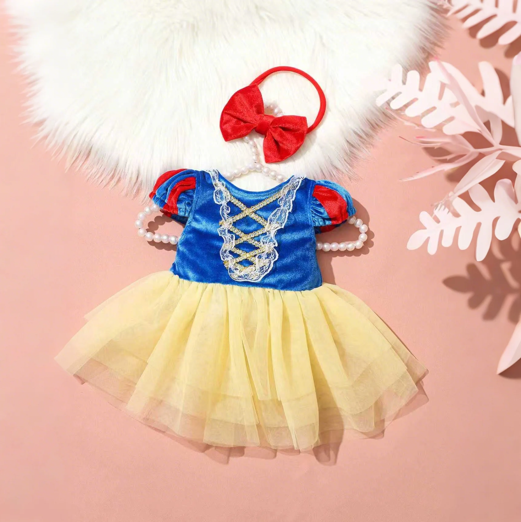 Neugeborenes Tüll-Prinzessinnenkleid mit Schleife und Stirnband, Neugeborenes Mädchen, Fotoshooting-Outfits, 1 Monat, 100-Tage-Baby-Foto-Requisiten – Detail 15