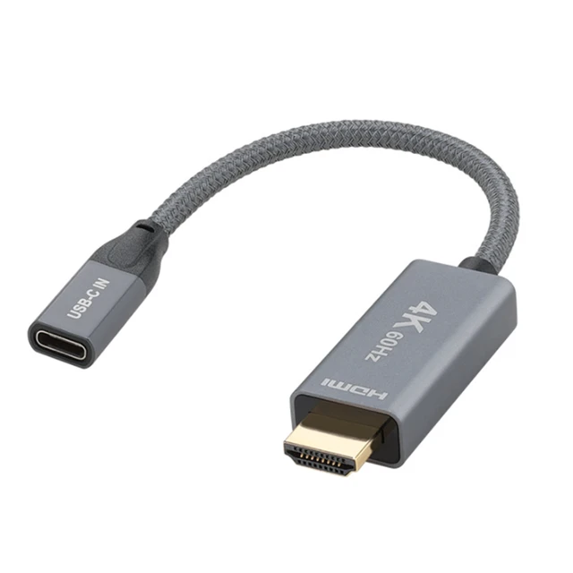 Basesailor Adaptador de cable USB-C hembra a HDMI macho, convertidor de  entrada tipo C 3.1 a salida HDMI, adaptador 4K 60Hz USBC Thunderbolt 3 para