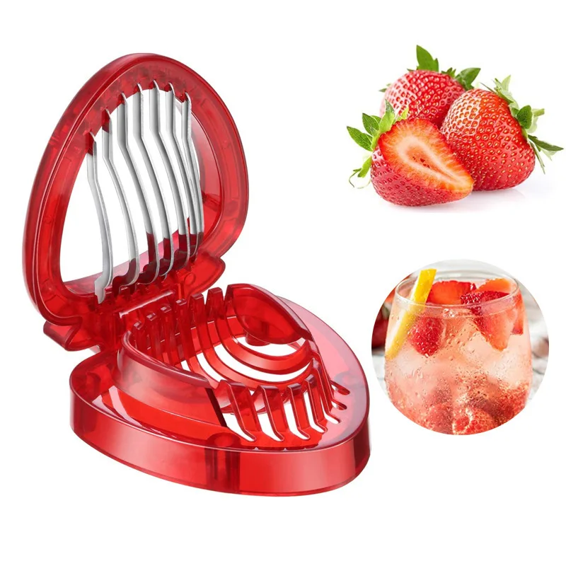 Description Picture 2 of itemSet Kitchen Fruit Gadget Tools Strawberry Slicer Cutter  Corer  Huller Leaf Stem Remover