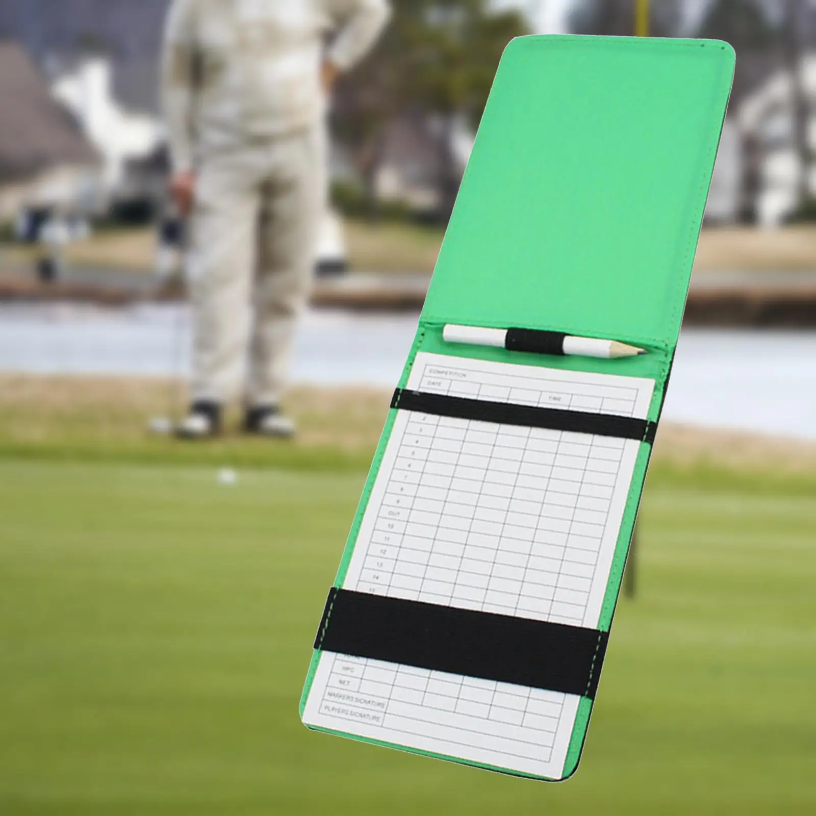 PU 가죽 골프 스코어카드 거치대 북, 연필꽂이 거치대 포함, 경량 골프 스코어 야드 북 커버, 골프 트레이닝 골퍼용  Best5