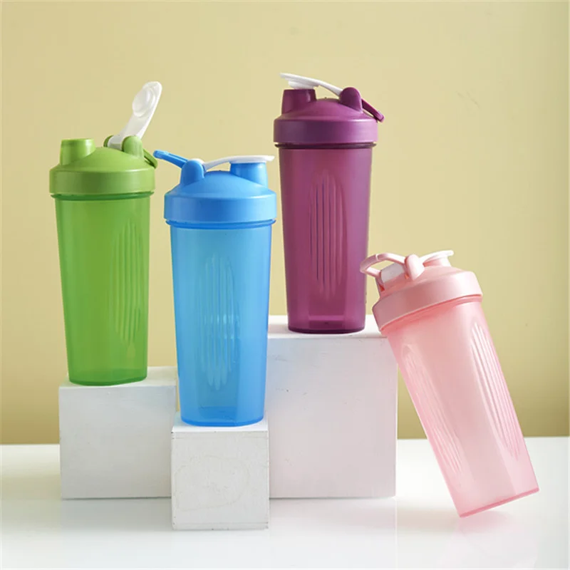 600ml Shaker Bottle Sports Whey Protein Mixing Bottle Stirring Ball Cup  Outdoor Travel Portable Plastic Cup Leakproof Drinkware