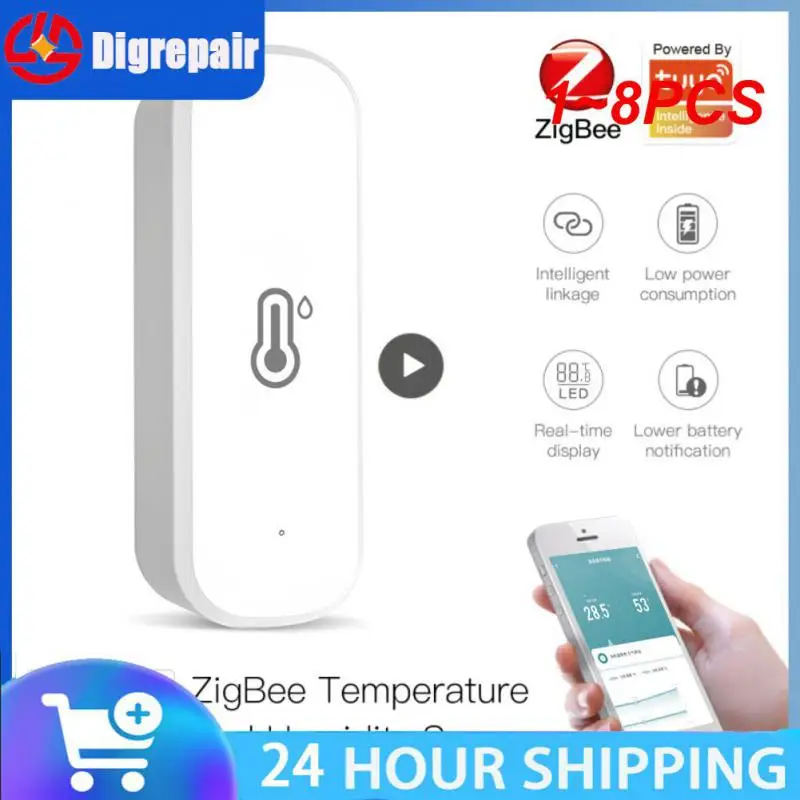 

1~8PCS Tuya Smart Temperature And Humidity Sensor Battery Powered Smart Home Security Work With Alexa Home