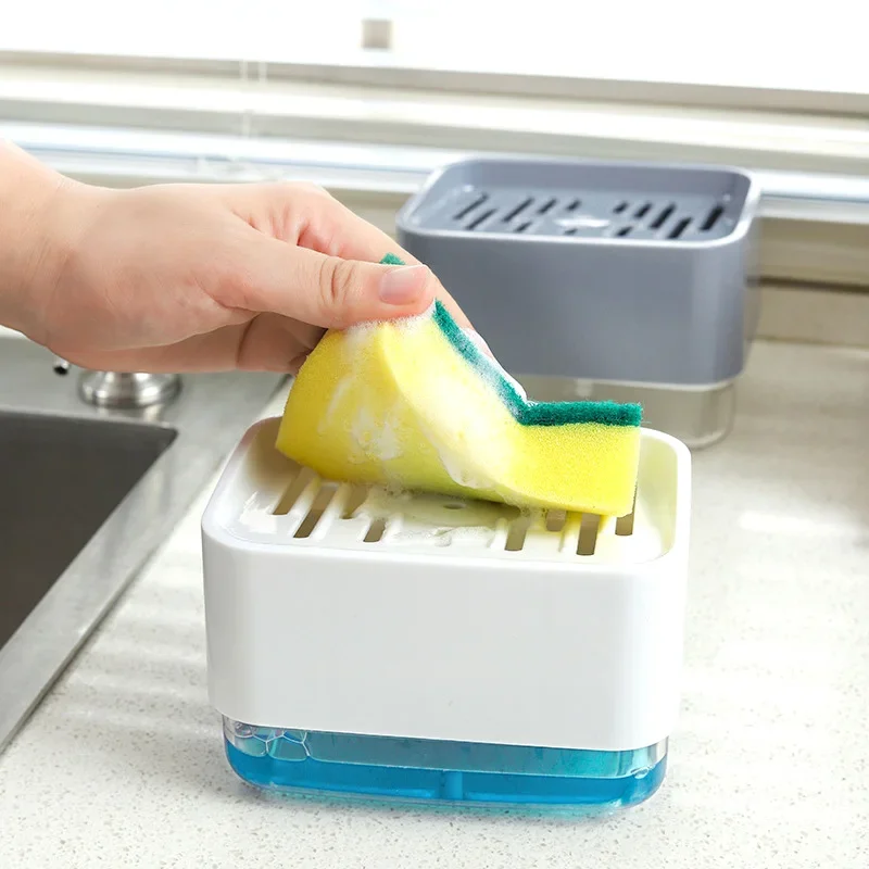 Press Type Kitchen Sponge Soap Dispenser soap dispenser soap liquid box pressing soap liquid box Kitchen Tools Automatic Distributor Dishwasher Soap Box Detergent Container