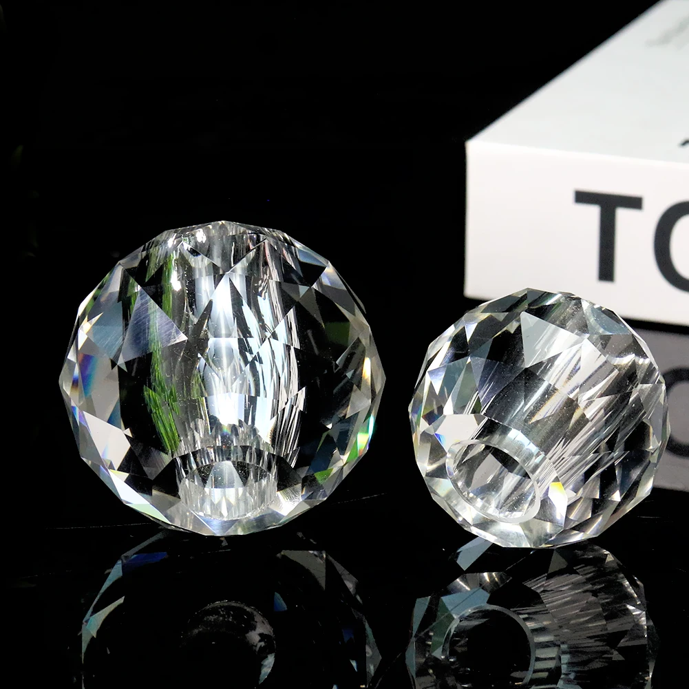 Clear Perforated Round Glass Prism Faceted Crystal Ball Pendant Chandelier Parts DIY Home Wedding Decor Accessories