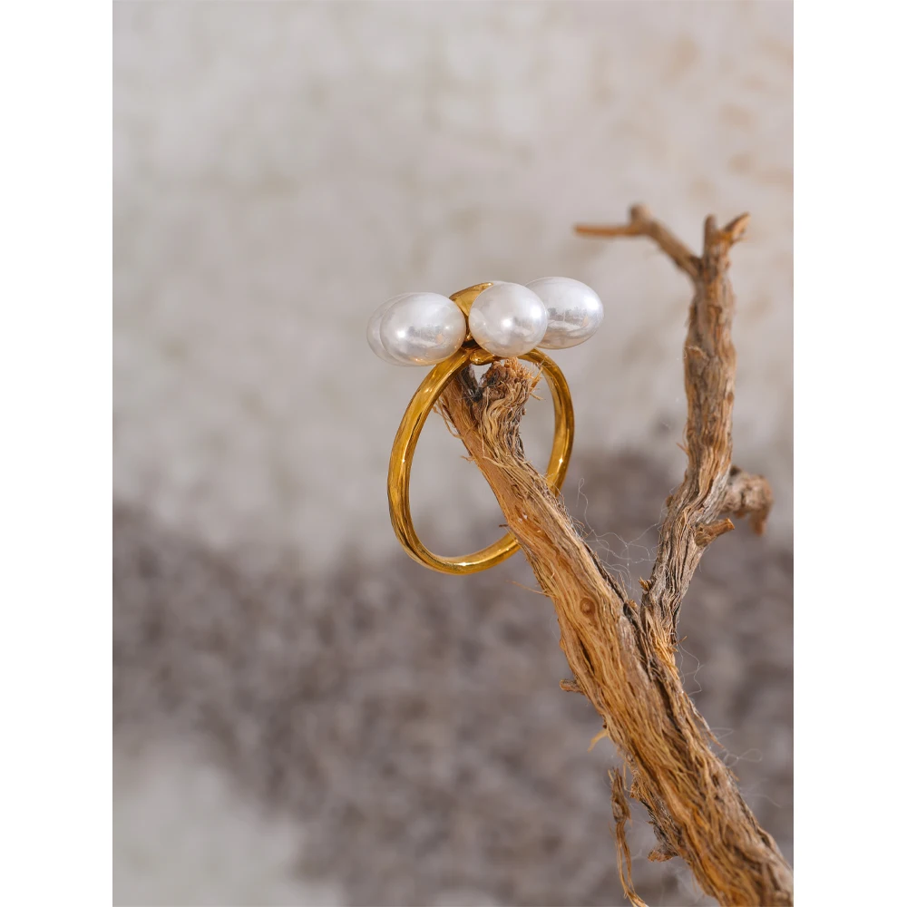 Yhpup Ring Imitation Pearls Women