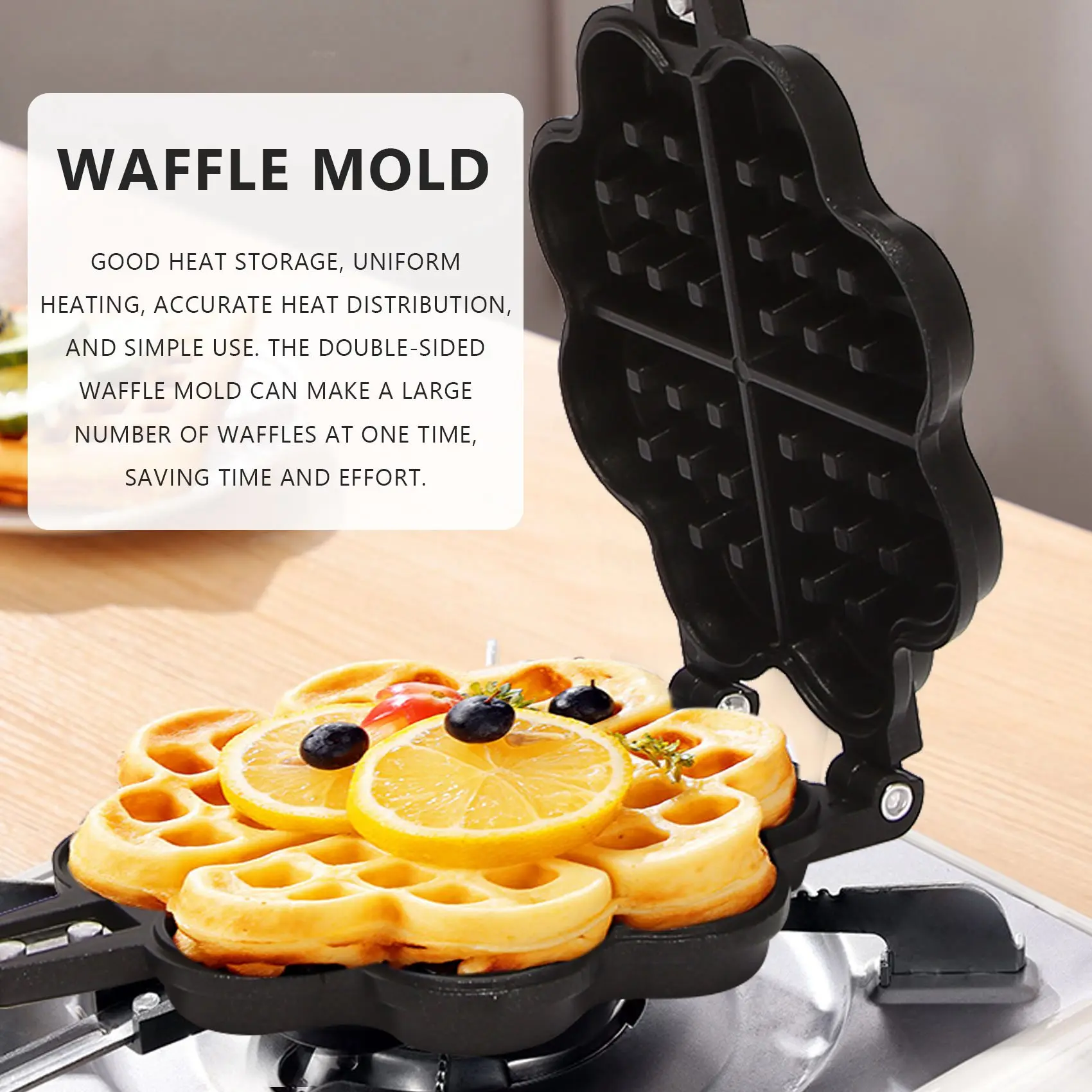 Gas-Type Household Love Waffle Mold Baking Mold Household Non-Stick Cake Pan DIY Waffle Maker 2