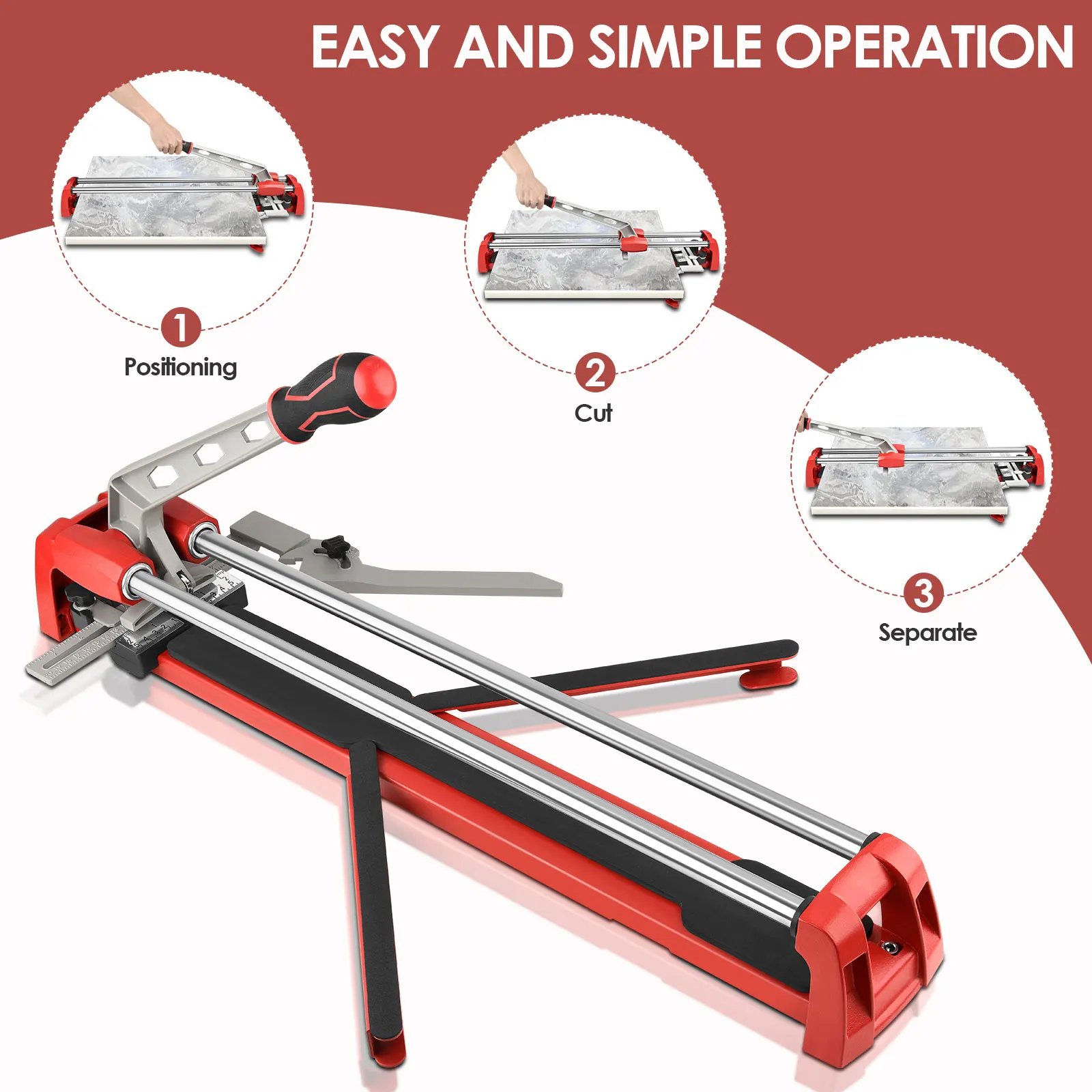 Manual Tile Cutter Laser Positioning Single Rail Professional Hand Tool for Cutting Ceramic Porcelain Granite Floor Tiles
