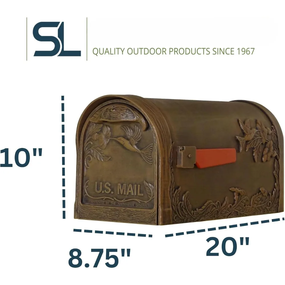 Special Lite Hummingbird Curbside Mailbox Copper Cast Aluminum Mailbox Post Mount SCB-1005-CP