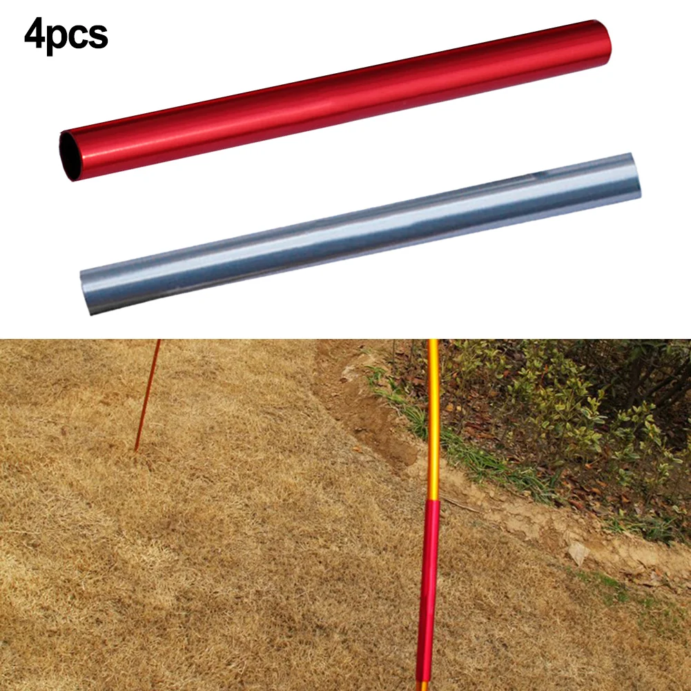 

4 X Tent Pole Repair Tube Durable Aluminium Alloy Single Rod Mending Pipe Emergent For Outdoor Camping Hiking Accessory Kit
