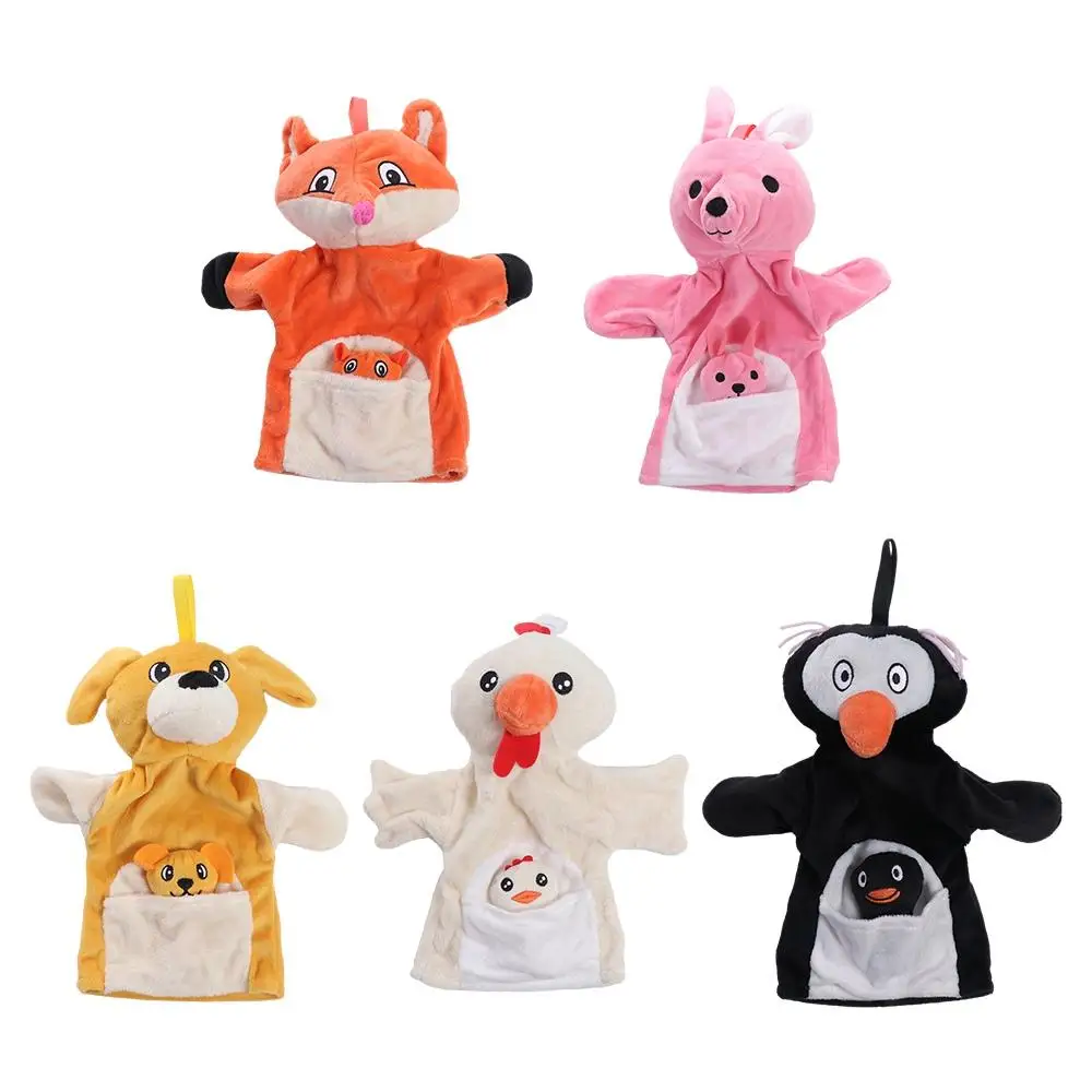 

Cute Animal Hand Puppet with Small Finger Puppet Plush Toy Kindergarten Story Interactive Props Parent-child Game