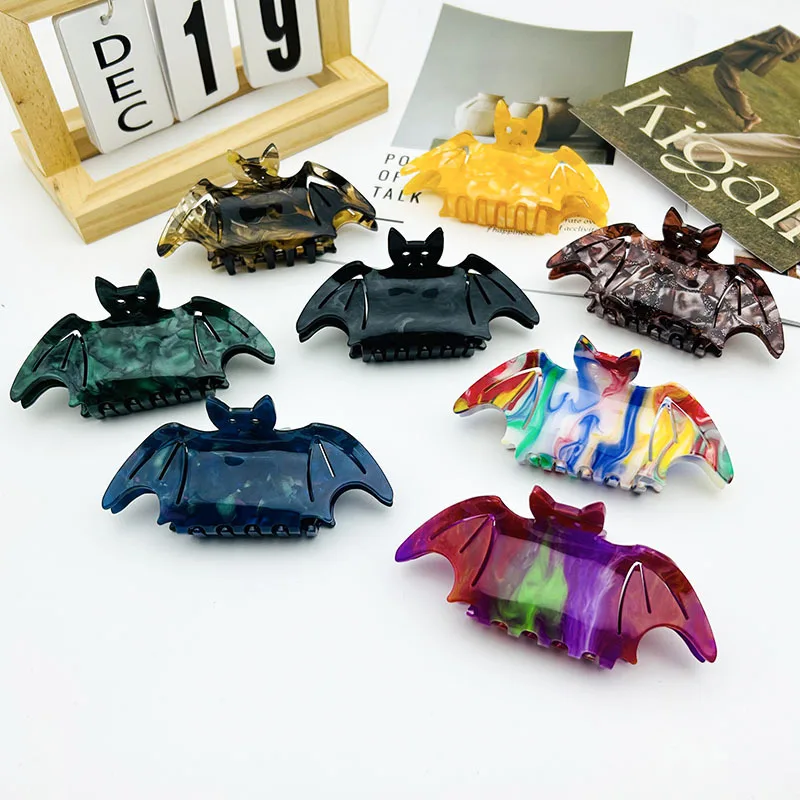 

Women New Bat Acrylic Hairclaw Halloween Dress Claw Clips European and American Holiday Hair Accessories Wholesale