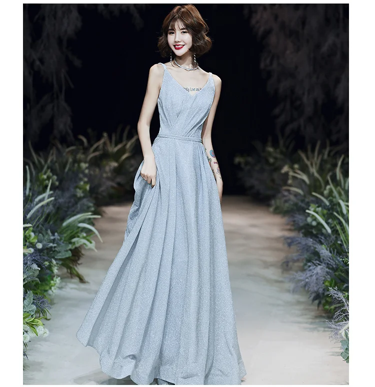 Spaghetti Straps V-Neck Floor-Length A-Line Prom Dresses 2021 Elegant Simple Long Evening Gowns For Weddings yellow prom dresses
