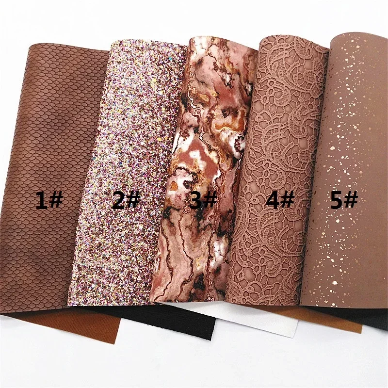 Glitter Leather Sheets Floral Snake Embossed Synthetic Leather Glitter Suede For Bows DIY 21x29CM Y318