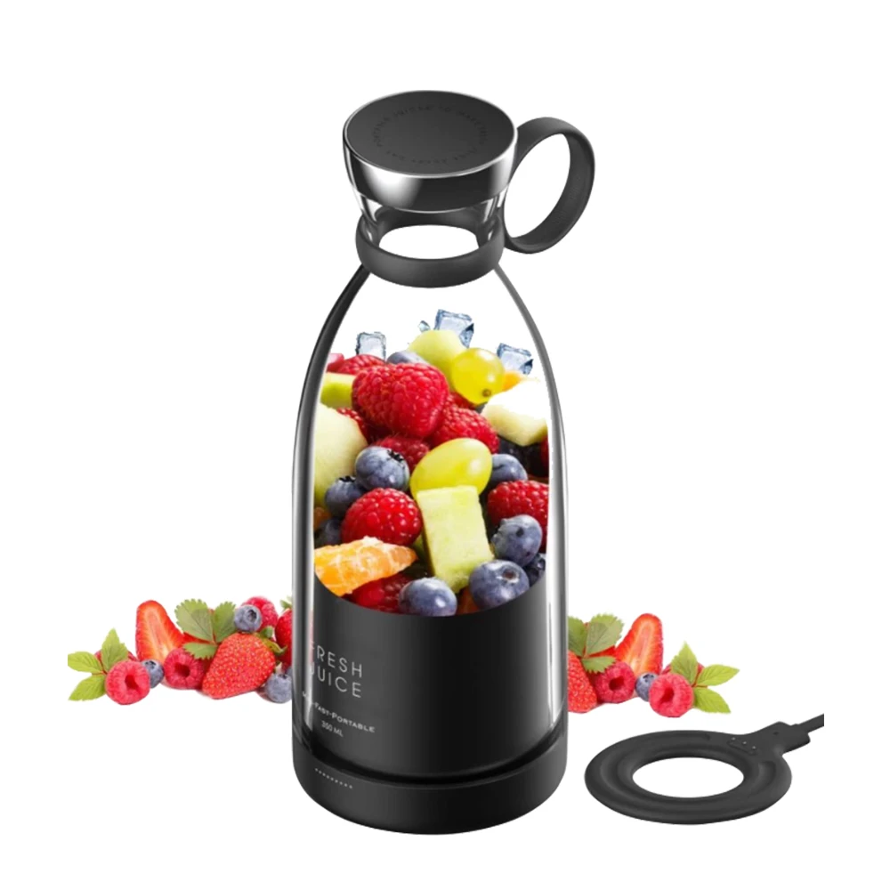 Black Electric Fresh Juicer Portable Blender Bottle Wireless Blender