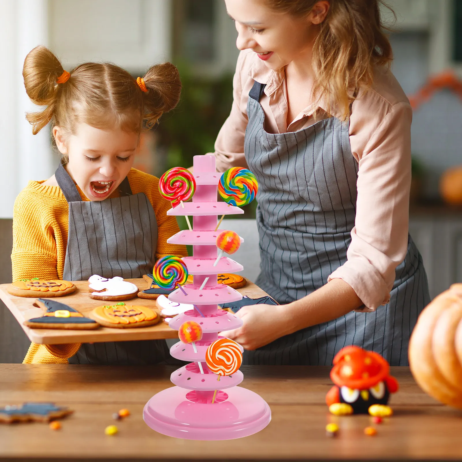 Lollipop Rack Multi Tier Lollipop Stand 8 Layers Red PP Material Candy Holder Display Rack For Party Shop Wedding Cake Tools Dessert Stand