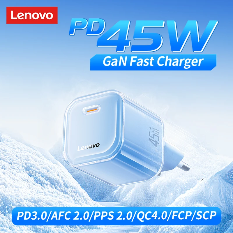 Lenovo 45W GaN Fast Charger with PD3.0 and QC4.0 USB-C Compatibility