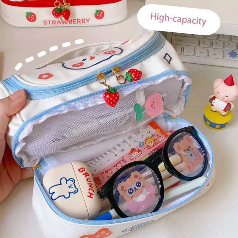 

Strawberry Rabbit Pencil Bag Pen Cases High Capacity Portable Pencils Pouch School Stationery Storage Bag Children Girls Gifts