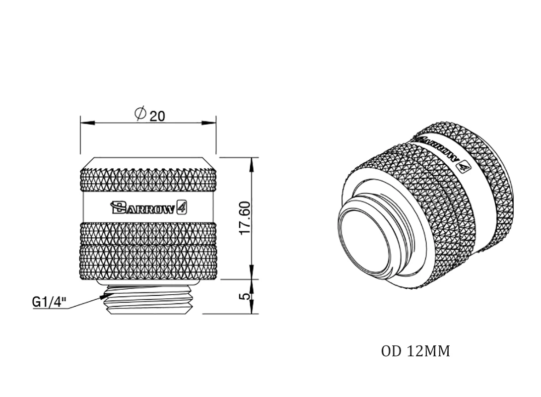 Barrow-encaixe de Compressão de Tubo Rígido Aperto Manual g1 od 12 mm 14 mm 16 mm Conexão Preto Branco Prata Ouro Pcs - Imagem 6