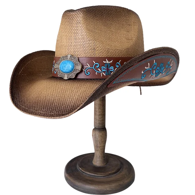 Thickened Cowboy Hat Vintage Straw Hat 2023 New Men's and Women's