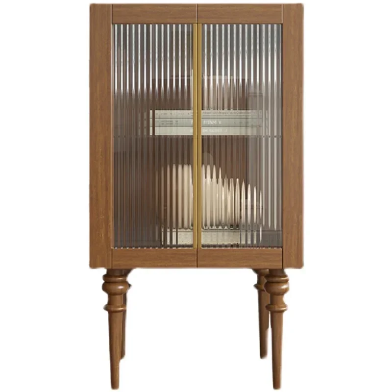 

Retro Side Cabinet Boxwood Solid Wood Small Calabash Locker Glass Cabinet Antique Wine Cabinet
