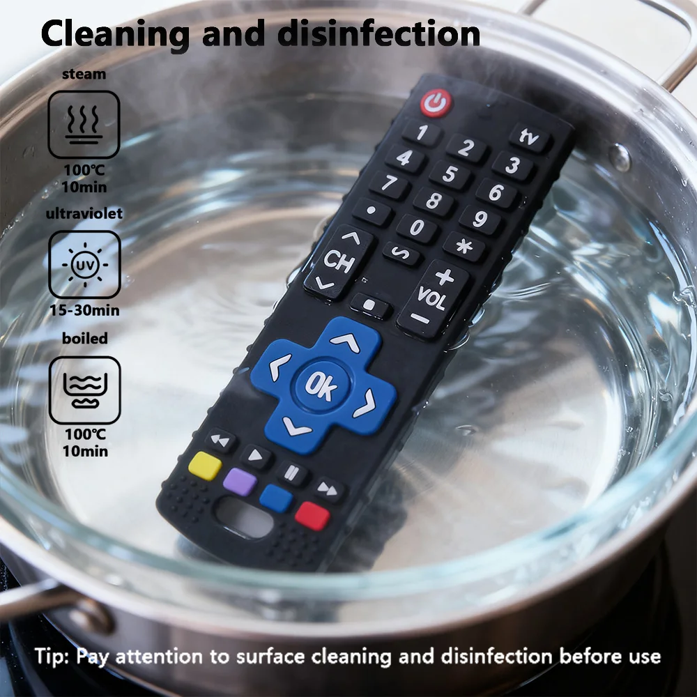 2025 new children's remote control teethers silicone anti-feeding simulation remote control teethers food-grade soothing toys