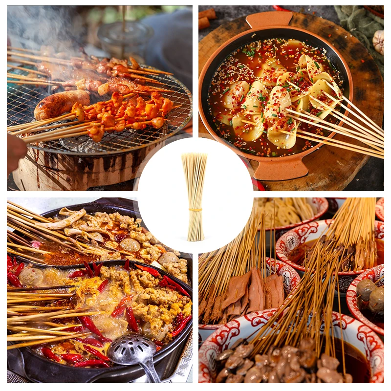 100pcs Barbecue Party Disposable Bamboo Wooden BBQ Skewers Food Bamboo Meat Tool Long Sticks Catering Grill Camping