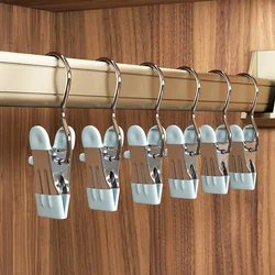 Multifunctional Clothespin with Hook Clip Metal Stainless Steel Hat Skirt Trouser Clip Seamless Clothespin Trouser Rack