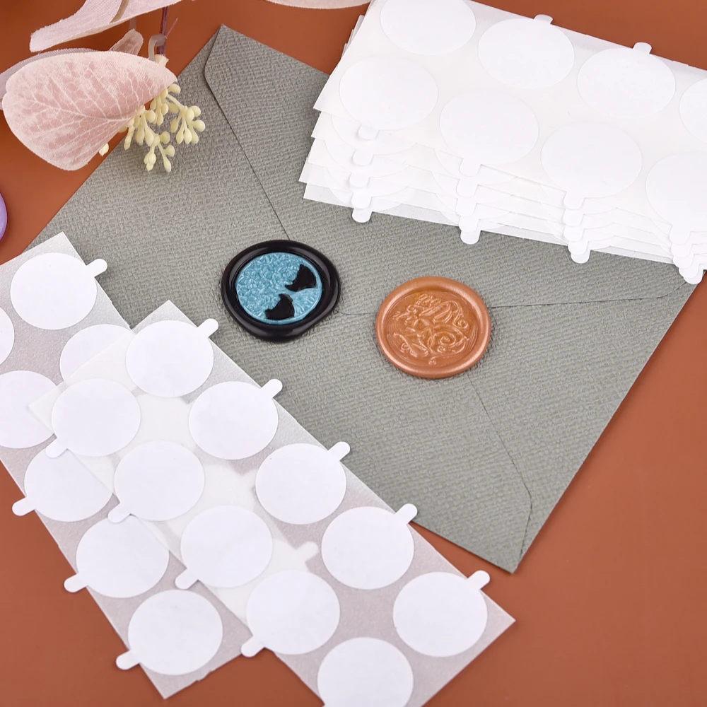 Description Picture 4 of item50PCS Seal Wax Stamp Stickers Self Adhesive Double Sided Round Circle Discs For Envelope Wax Sealing Stamp Candle Wick Making