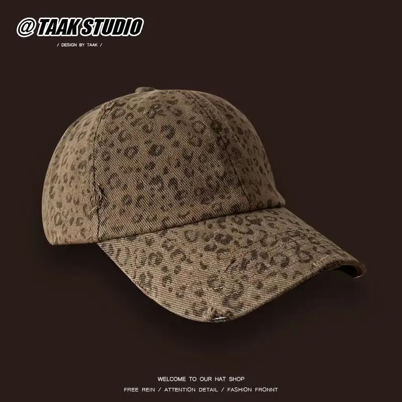 

Бейсболка с леопардовым принтом для мужчин и женщин, Кепка в стиле ретро, Повседневная регулируемая в стиле хип-хоп, с большой головой, в американском стиле, весна-осень