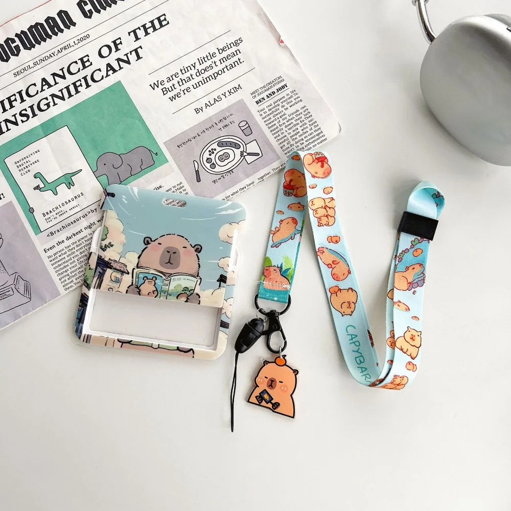 Cartoon Capybara Card Holder Plastic Korean Style Photocard Holder Animal Card Protective Case Students Bus Cover School