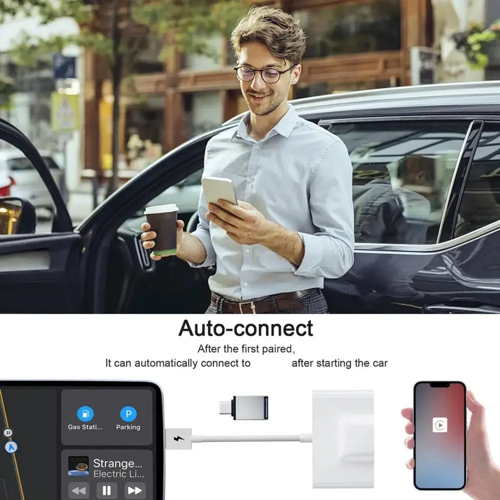 

Беспроводной адаптер для IPhone, беспроводной автомобильный адаптер Apple Wireless Dongle Plug Play Dual WIFI 2,4 ГГц + 5 ГГц F1C4