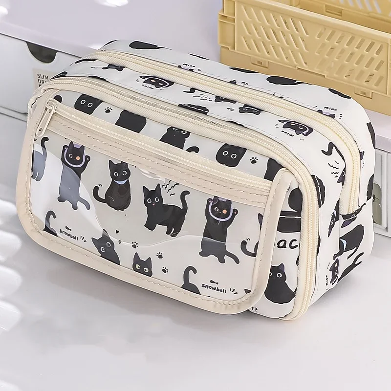 1 Piece Cute Capybara Pencil Case for Student Cartoon Anime Cat Paw Creative Pencil Bag High Capacity Stationery Storage Bag