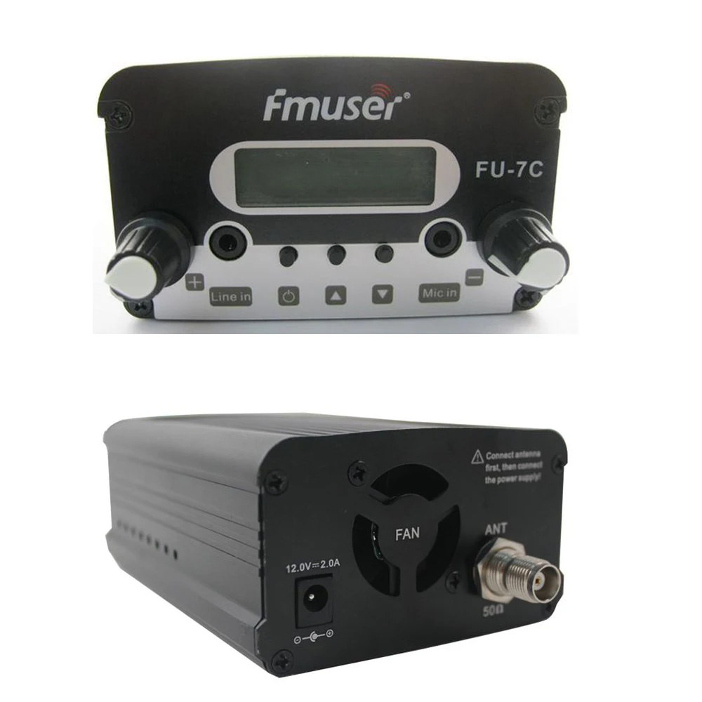 7W FU-7C FM 스테레오 PLL 방송 송신기 라디오 방송국 + CP100 원형 편광 안테나 + 동축 케이블